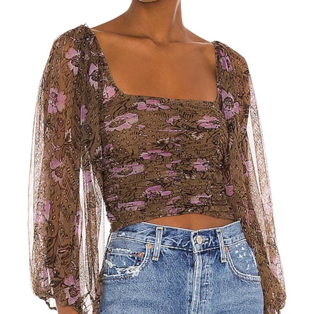Free People Olivia top size XL olive and purple